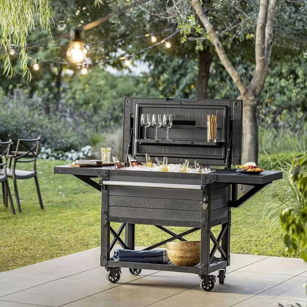 Šaldiklis Keter Patio Cooler & Beverage Cart Pilkas