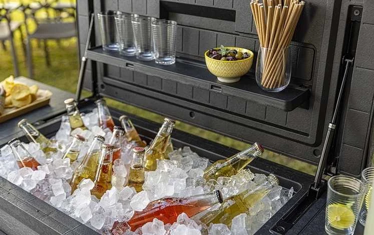 Šaldiklis Keter Patio Cooler & Beverage Cart Pilkas