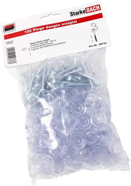 Starkedach Tvirtinimo varžtai į medį, 4,5 x 45mm su sandarinamąja poveržle ir kepurėle, po 100 vnt