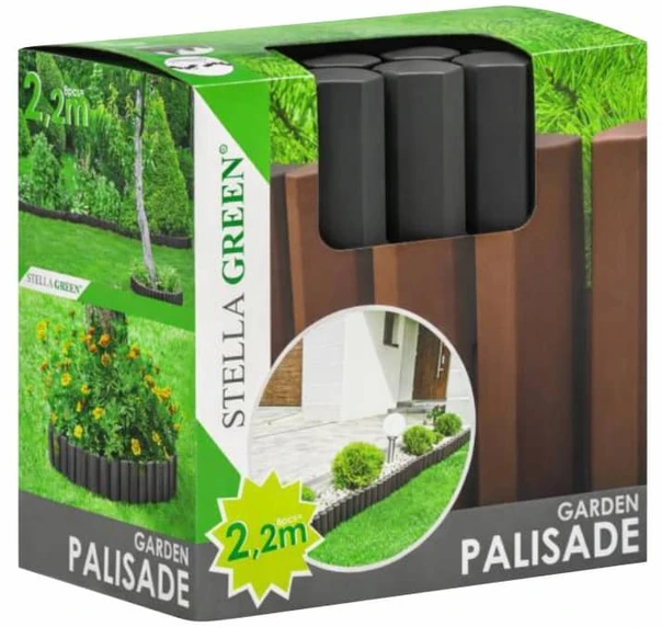 Stella Green Stella Žalias Plastikinė sodo tvorelė PA22 BOX, 2,2 m, Stella Žalias - Pilka