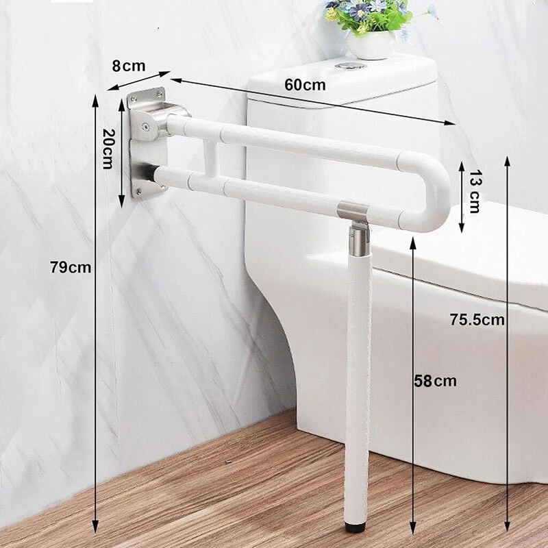 Atlenkiamas ranktūris su kojele 60 cm, baltas