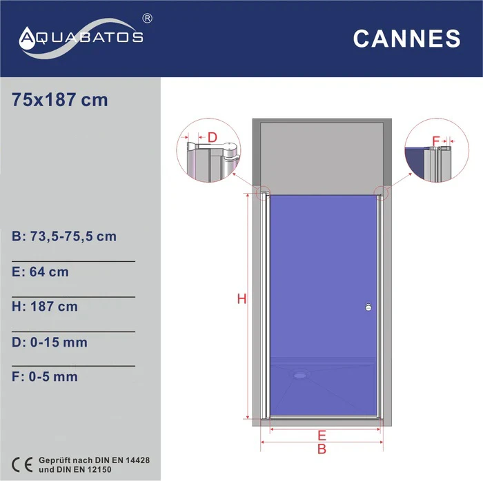 Dušo durys AQUABATOS Cannes 75x187