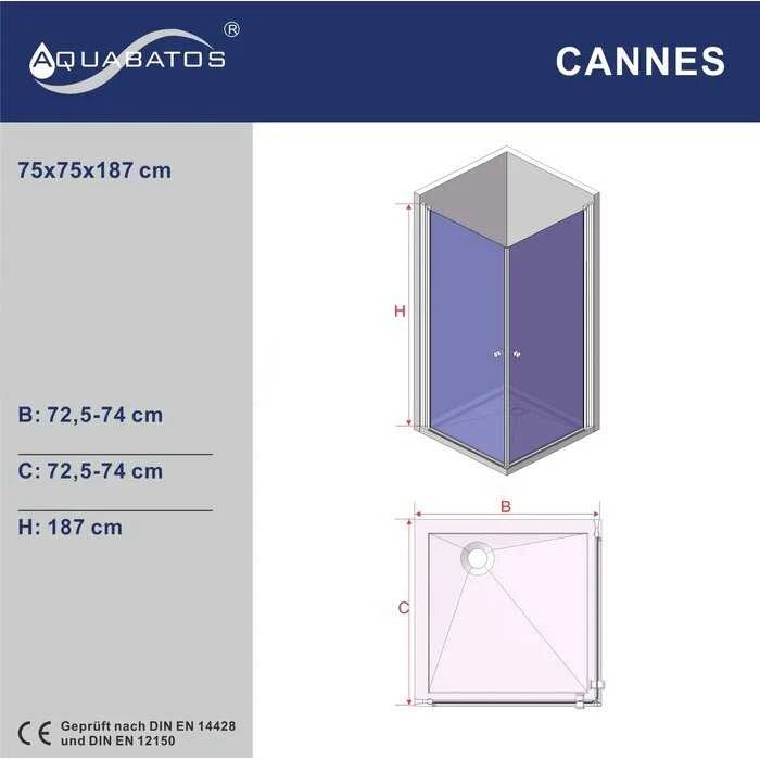 Dušo kabina AQUABATOS Cannes DD 75x75x187
