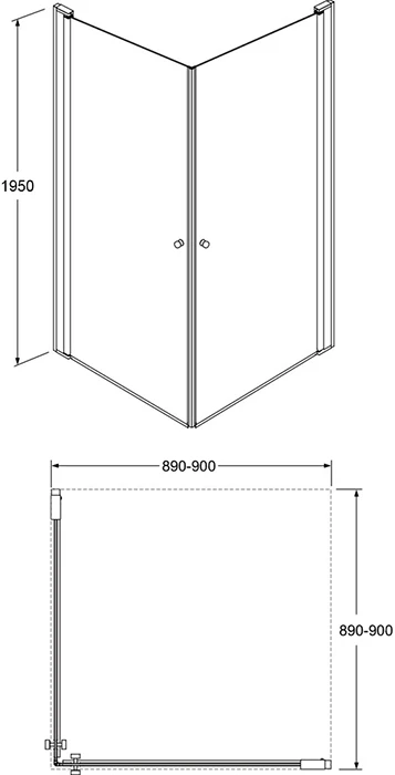Dušo kabina NAPOLI juodas DD 90x90