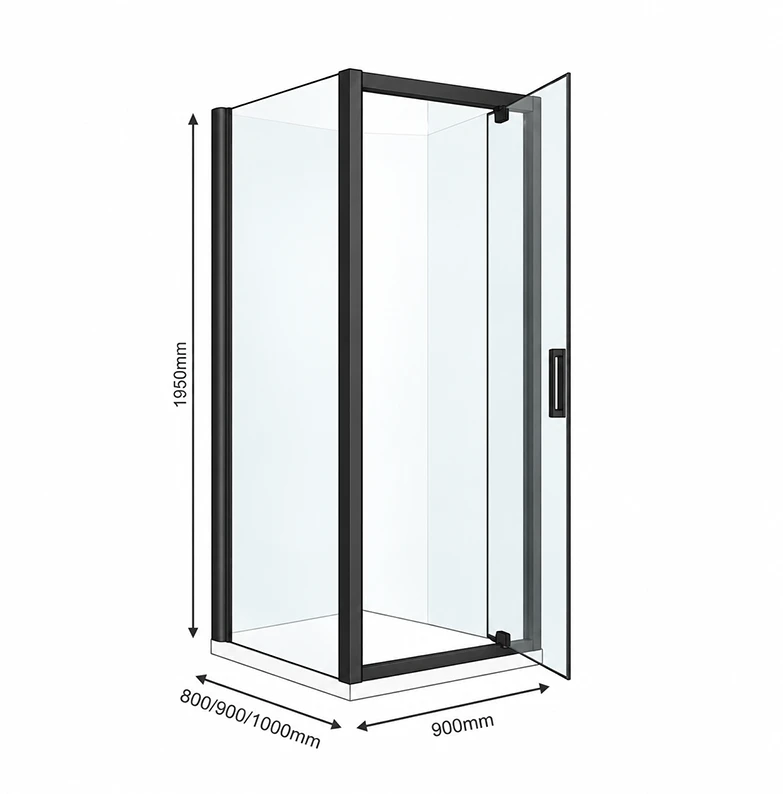 Dušo kabina NAPOLI juodas DW 90x90