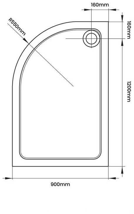 Dušo kabinos padas AQUALUX Offset Quadrant LH, 120x90x3,5