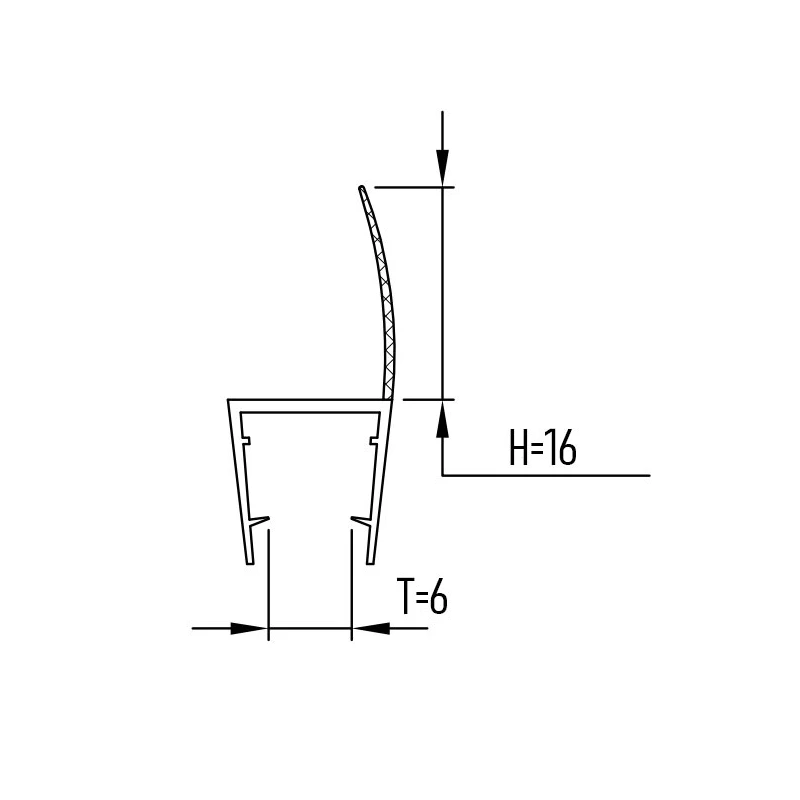 Dušo kabinos tarpinė B003 6mm