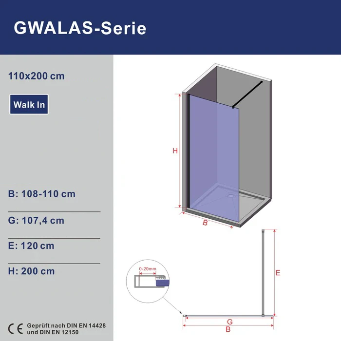 Dušo sienelė AQUABATOS Gwalas C10 110, juodas