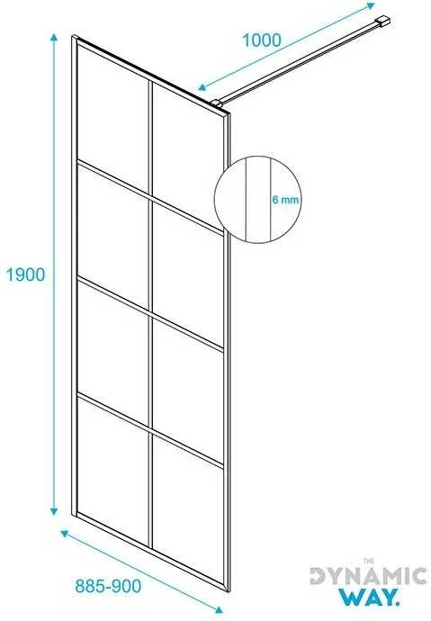 Dušo sienelė DYNAMIC WAY Tetragon 90x190