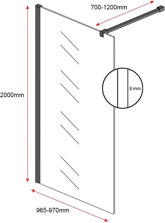 Ocean Dušo sienelė CLEAN 100x200 gun pilkas