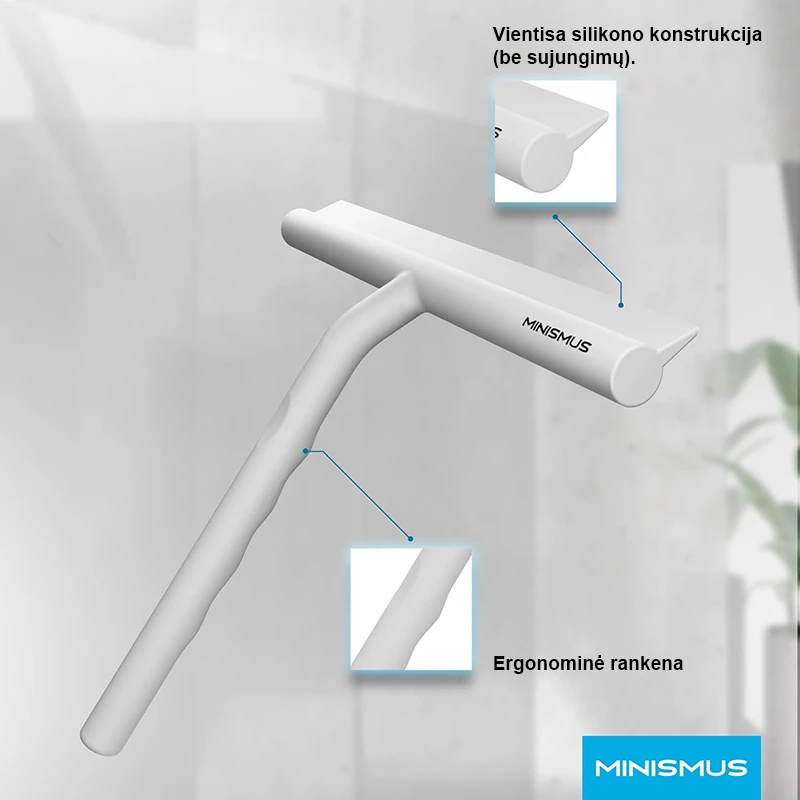 Silikoninis dušo valytuvas MINISMUS M 21 cm, baltas