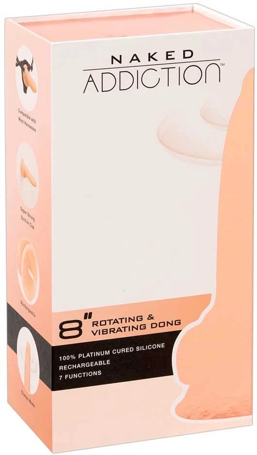 Naked Addiction Nuoga priklausomybė – besisukantis ir vibruojantis dongas 20 cm vanilė