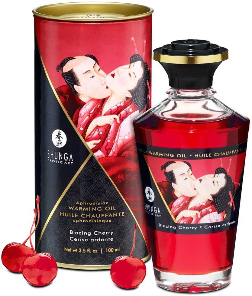 Cherry Shunga - Afrodiziako šildomasis aliejus „Liepsnojančios vyšnios“ 100 ml