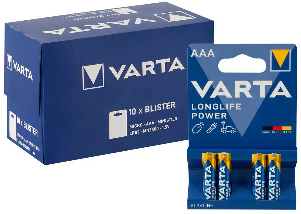 Varta AAA baterijos, 10x4 pakuotės komplektas
