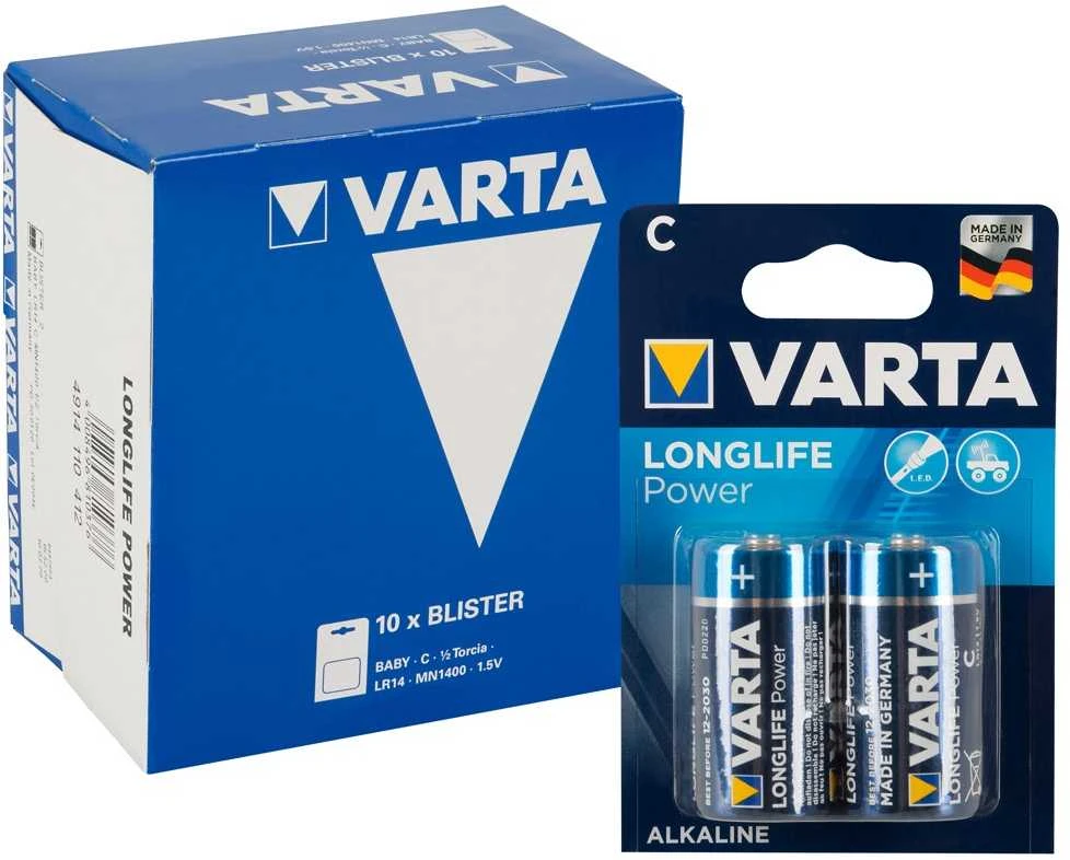 Varta C baterijos, 10-ties pakuotė ir lizdinė plokštelė