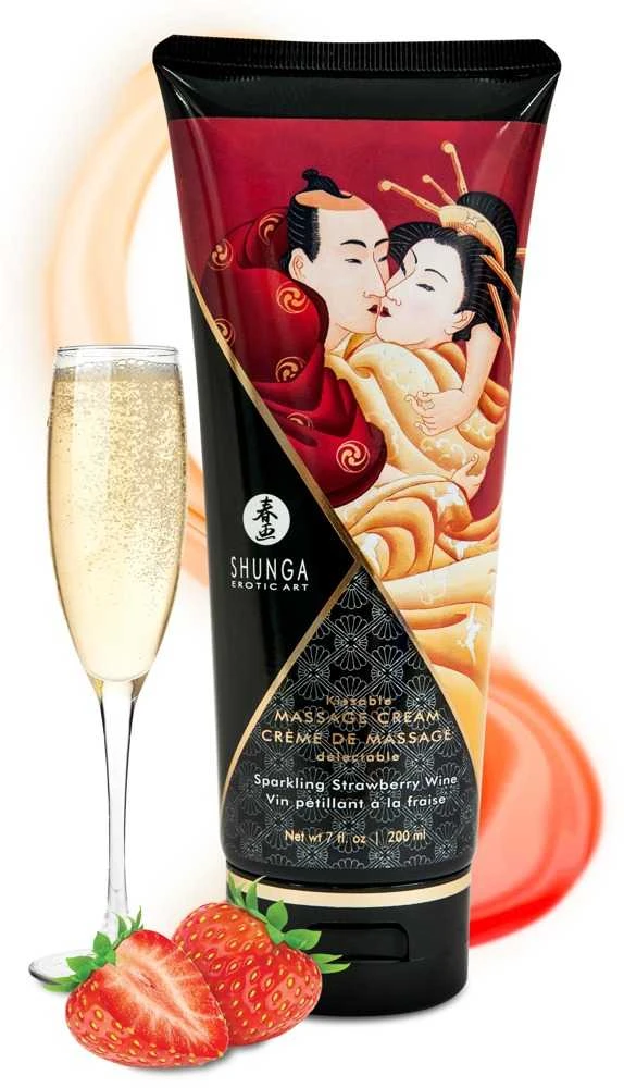 CREAM Shunga - Massage Kreminis Strawberry 200 ml