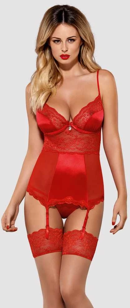 Obsessive - Lovica Corset & Thong Raudona S/M