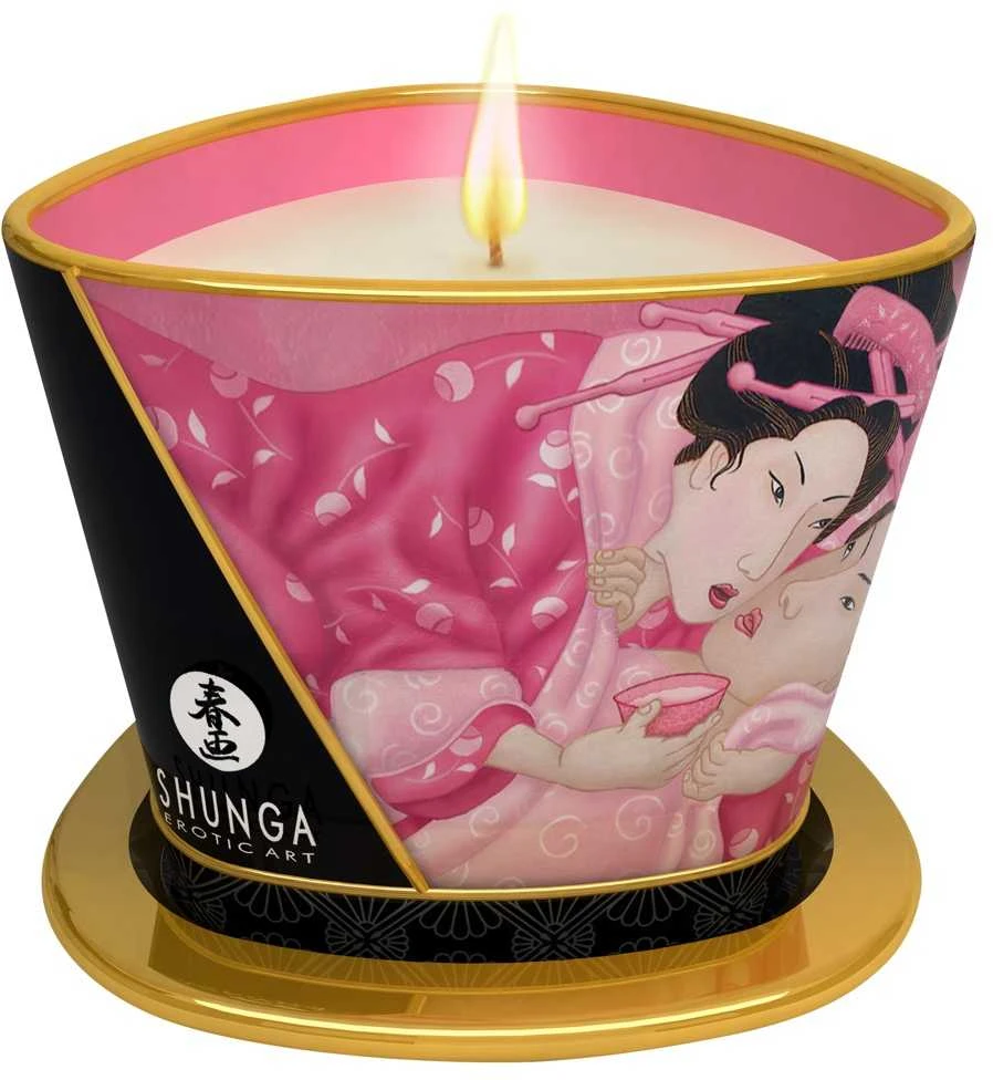 Shunga - masažinė žvakė su rožių žiedlapiais 170 ml