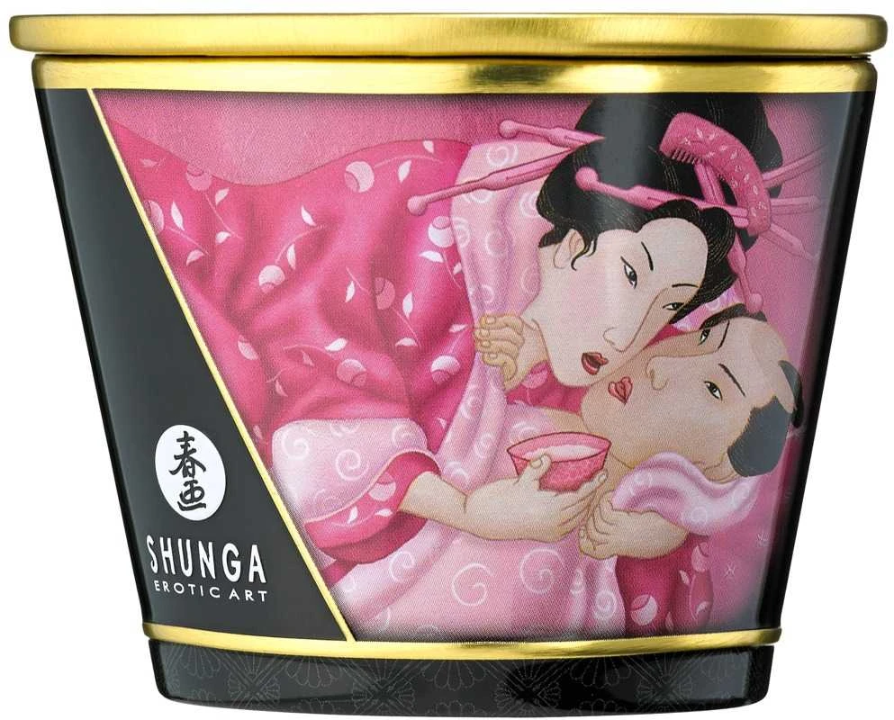 Shunga - masažinė žvakė su rožių žiedlapiais 170 ml
