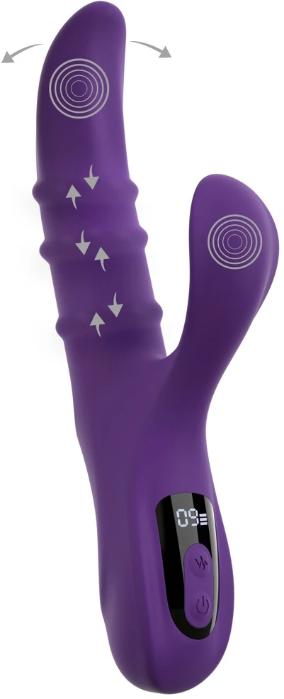 Nodding Rabbit Vibrator with 3 Moving Rings