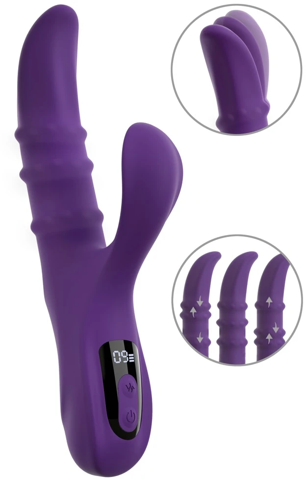 Nodding Rabbit Vibrator with 3 Moving Rings