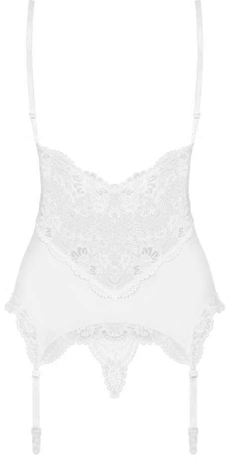 Obsessive - 810-COR-2 korsetas ir stringai baltas S/M