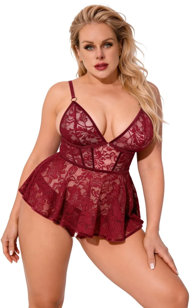 Babydoll raudona 3XL