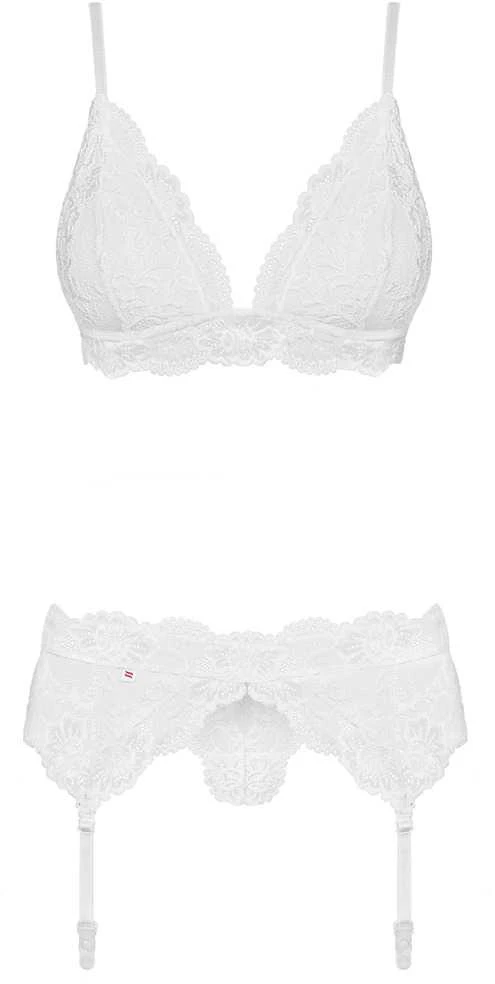 Obsessive - 810-SEG-2 Set 3 pcs Baltas S/M 3 dalių apatinių komplektas