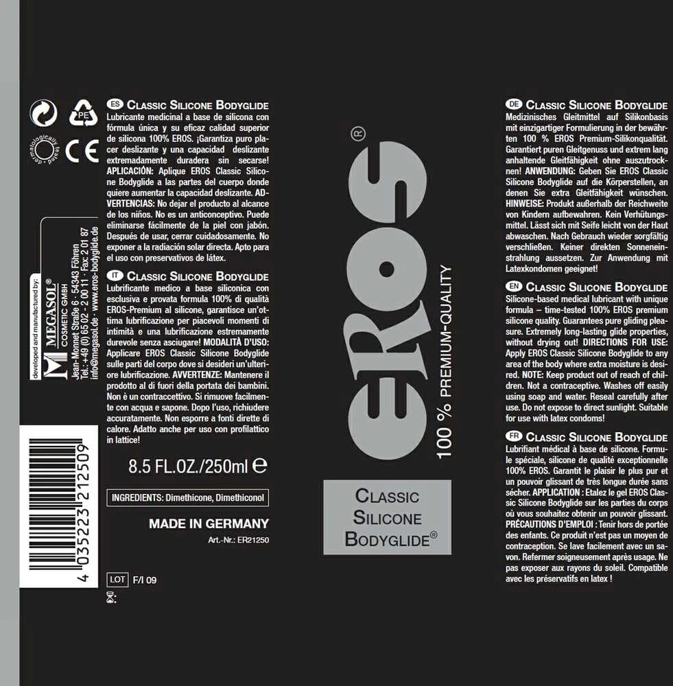 Lubrikantas "Silicone Bodyglide" EROS, 250 ml