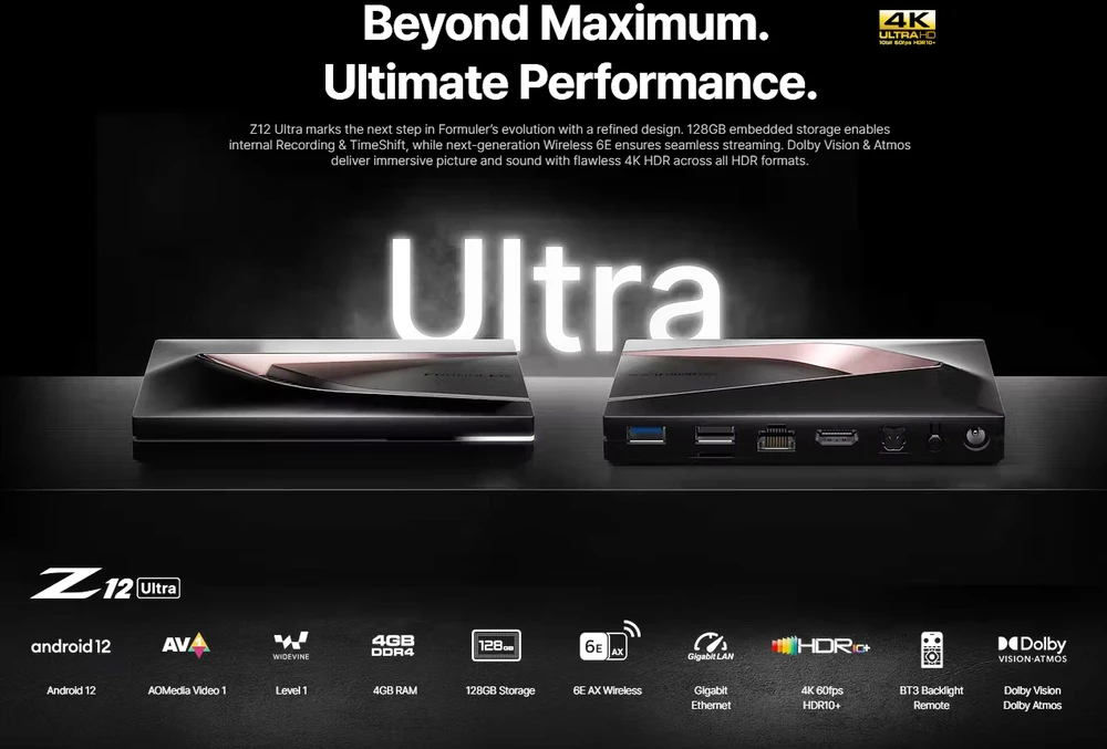 Formuler Z12 Ultra BT3 Edition 4K Android 12 TV Priedėlis IPTV imtuvas