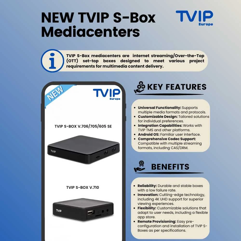 TVIP S-Box v.706 BTV Voice 4K UHD Android 11 IPTV imtuvas
