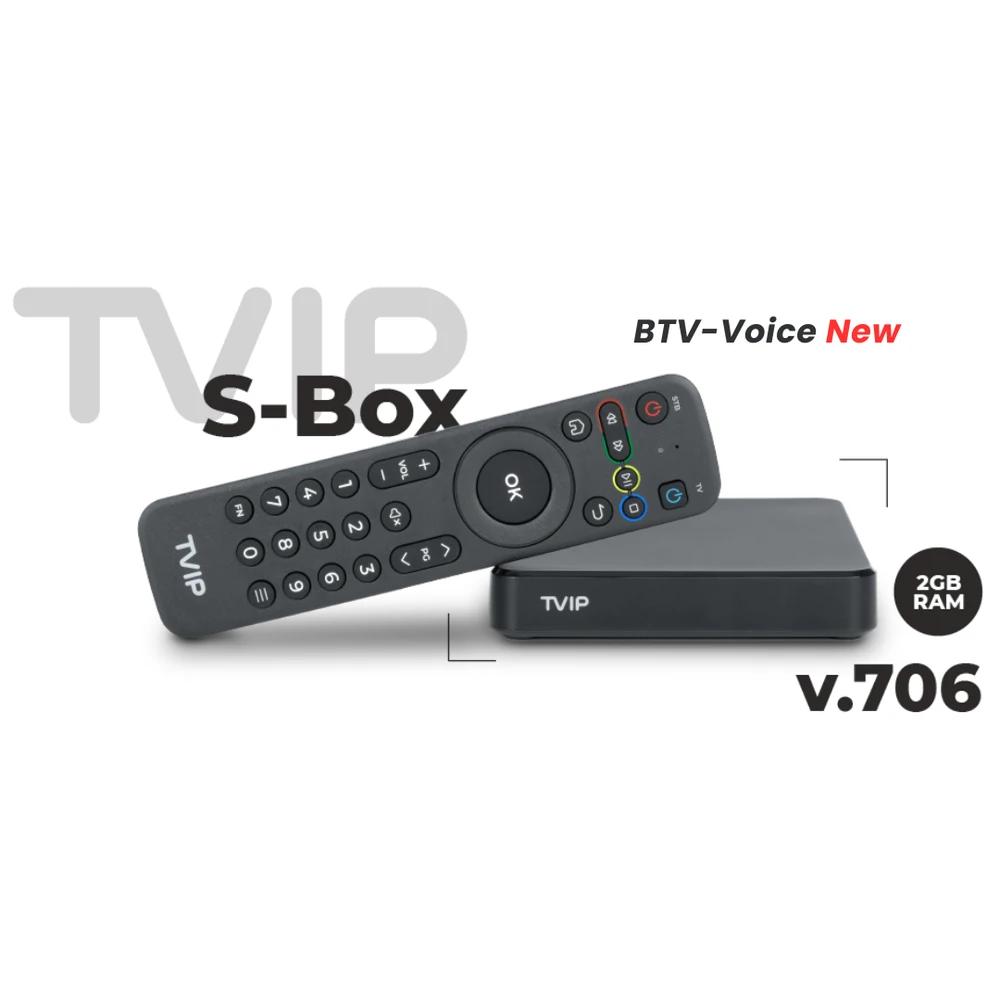 TVIP S-Box v.706 BTV Voice 4K UHD Android 11 IPTV imtuvas