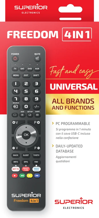 Universalus Programuojamas nuotolinio valdymo pultelis Superior Freedom USB 4in1
