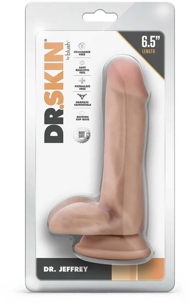 Dreamtoys DR. SKIN DR. JEFFREY 6,5 COLIO DILDO SU KAMUOLIUKAIS SMĖLIO SPALVOS