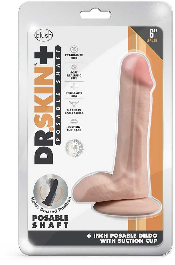 Blush DR. SKIN PLUS 6 INCH POSABLE DILDO WITH BALLS VANILLA