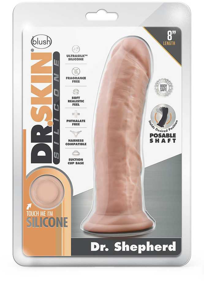 Blush DR. SKIN SILIKONINIS DILDO DR. SHEPHERD 8 COLIŲ SU PRISIURBIMU VANILĖ