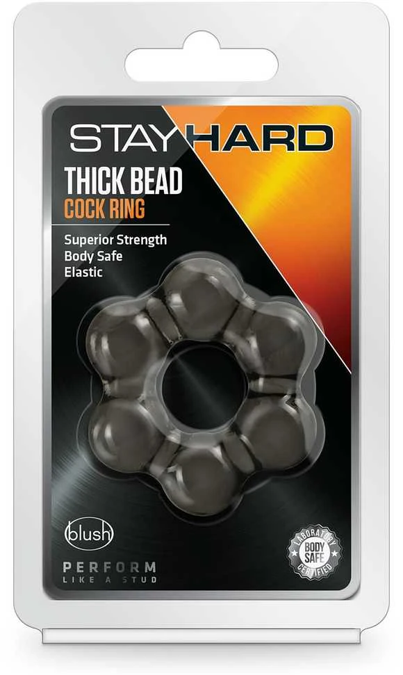 Blush Skaistalai STAY HARD THICK BEAD COCK RING Juodas