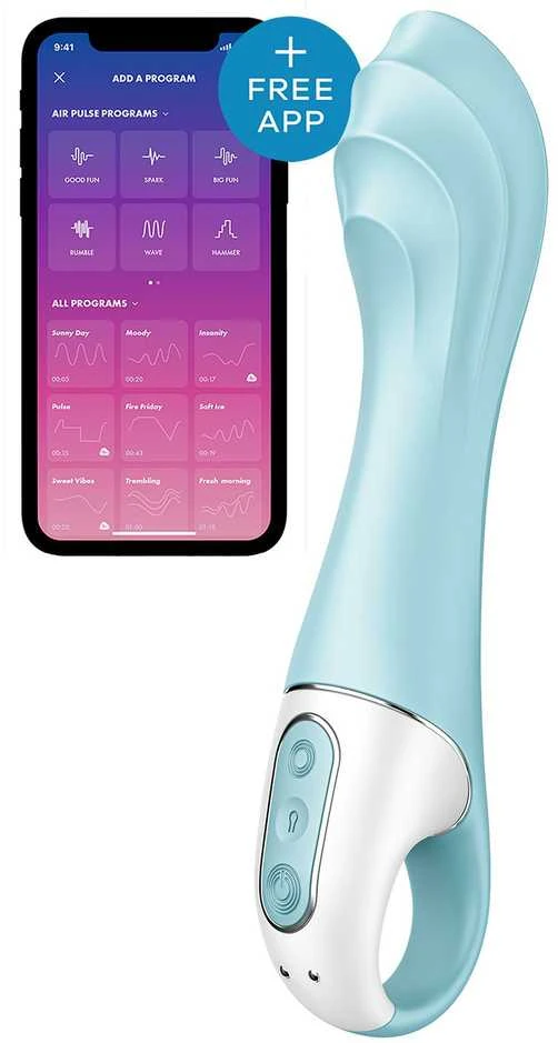 Satisfyer Air Pump Vibrator 5+ šviesiai mėlynas pompinis vibratorius