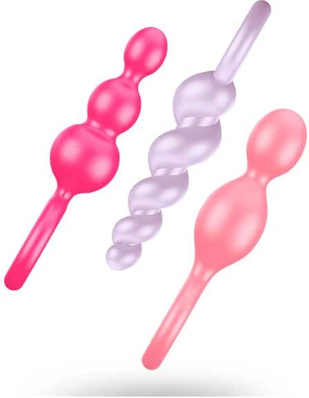 „Satisfyer“ – įvairių spalvų užpakaliukų kamštukai