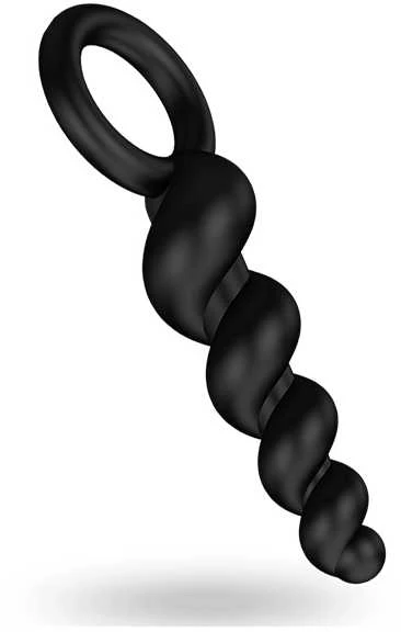 „Satisfyer Booty Call“ analinių kamštukų rinkinys su stimuliuojančia Juodo struktūra
