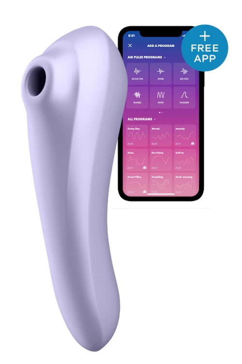 Vibratorius „Satisfyer Dual Pleasure“ su programėle (alyvinės spalvos)