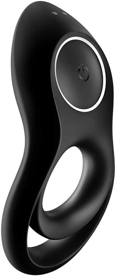 Satisfyer Legendary Duo juodas vibruojantis gaidžio žiedas