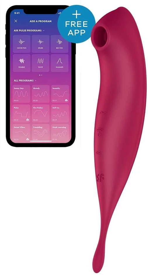 Satisfyer Twirling Pro+ Dark Raudona pulsuojantis vibratorius