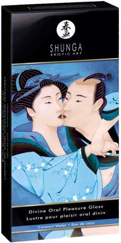 Shunga Erotic Art Oralinio malonumo kokosų skonio lūpų blizgis