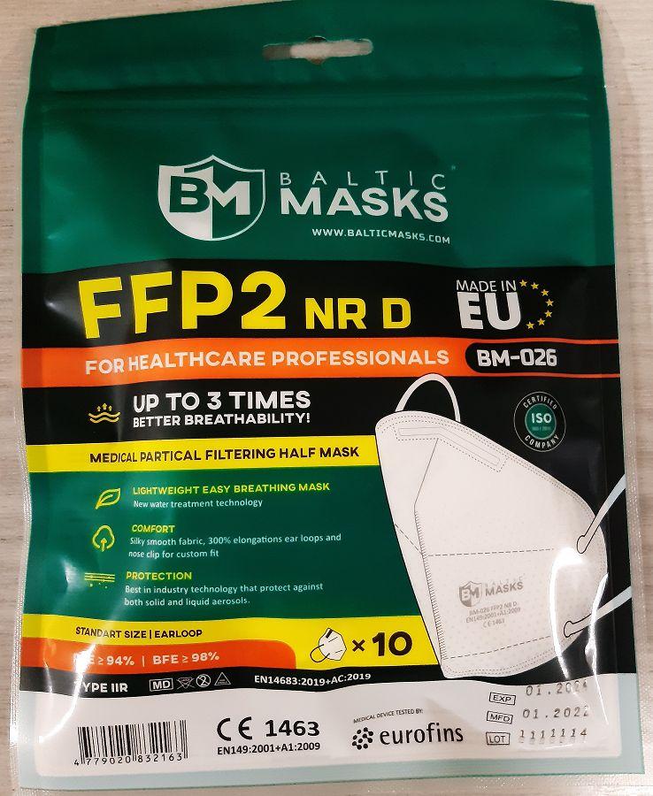Baltic Masks BALTIJOS KAUKĖS BM026 Respiratoriai FFP2, (10vnt), žema