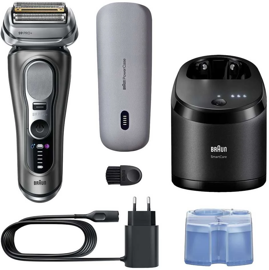 Braun 9675CC Barzdaskutė Series 9 PRO+ Clean&Charge +Power Case / pilkas