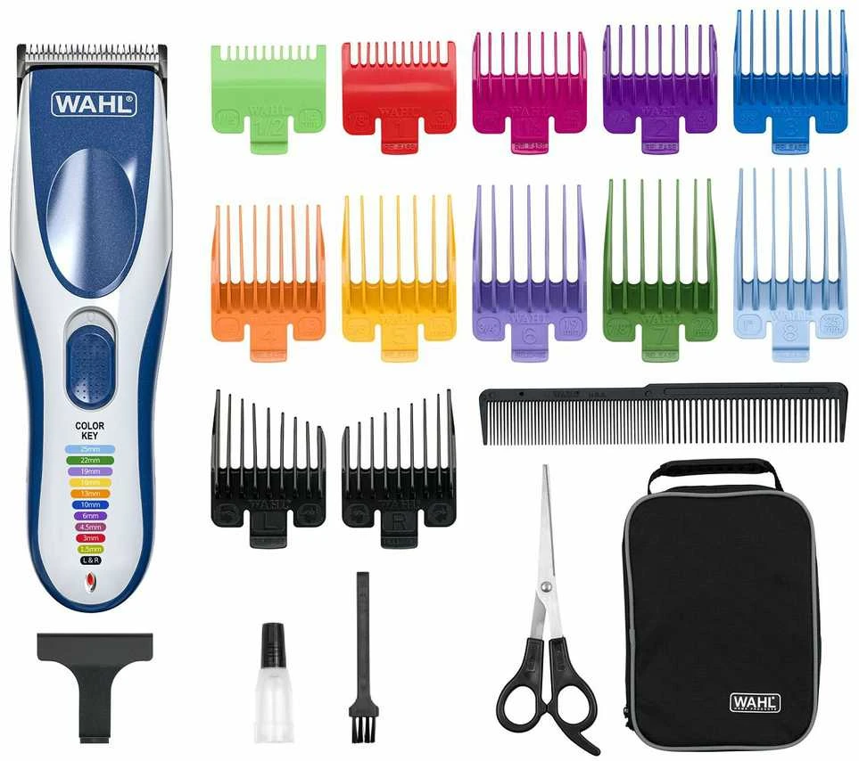 Plaukų Kirpimo Mašinėlė - Wahl Color Pro Cordless 9 Ilgiai Sidabrinė/Mėlyna