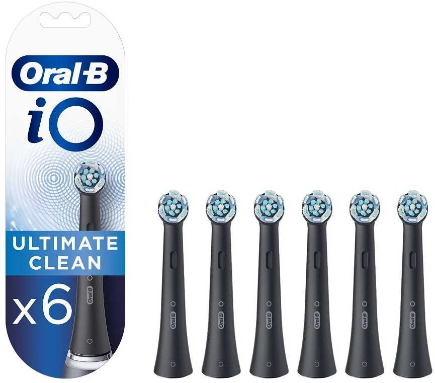 BRAUN iO RB CBF-6 Ultimate Clean Juodas 6ct antgaliai dantų šepetėliui