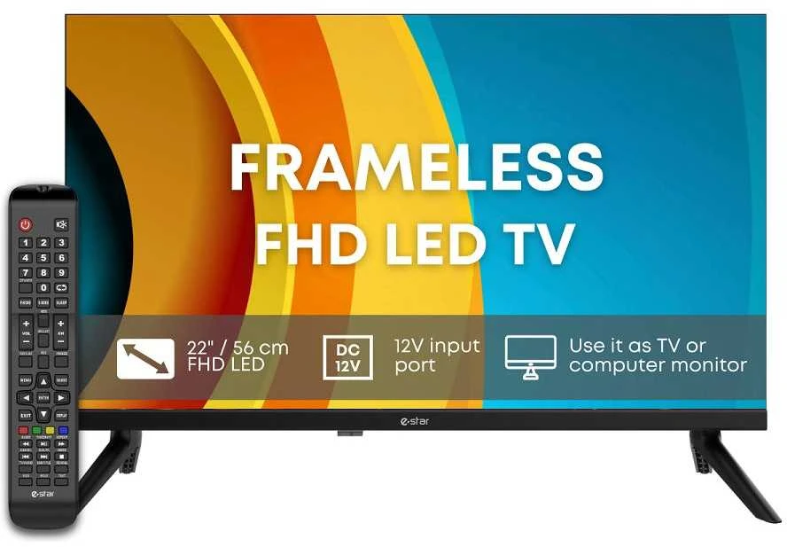 Televizorius eSTAR LED TV 22"/56 cm, LEDTV22R2T2, juodos spalvos