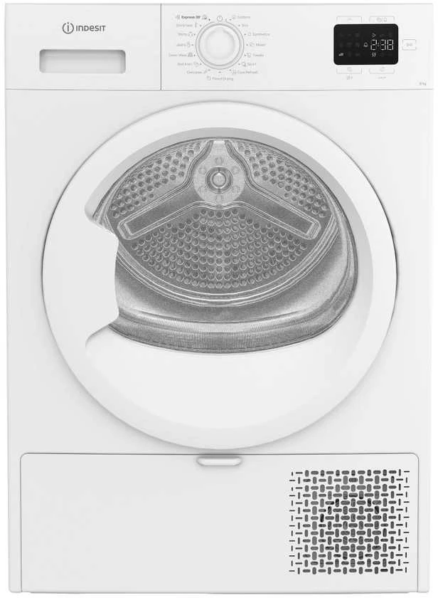INDESIT džiovyklė | C YSD 83D WW EE | Energijos vartojimo efektyvumo klasė D | Priekinis pakraunamas | 8kg | Šilumos siurblys | LED | Gylis 54,5 cm | Baltas
